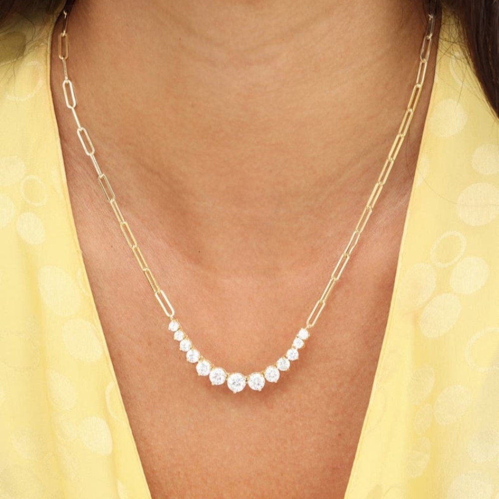 Melinda Maria Not Your Basic Graduated Cubic Zirconia Necklace Gold Tone